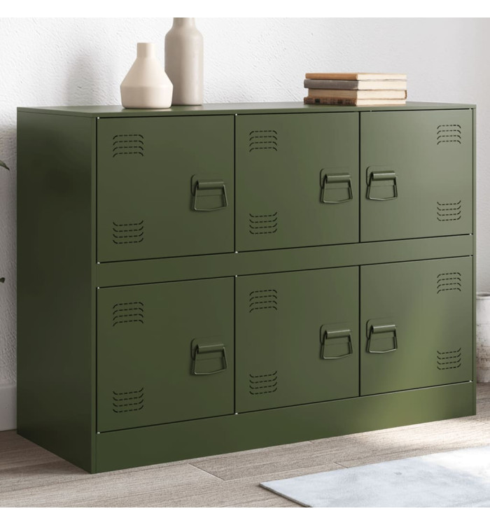 Buffet vert olive 99x39x73 cm acier | Mobilier & Déco