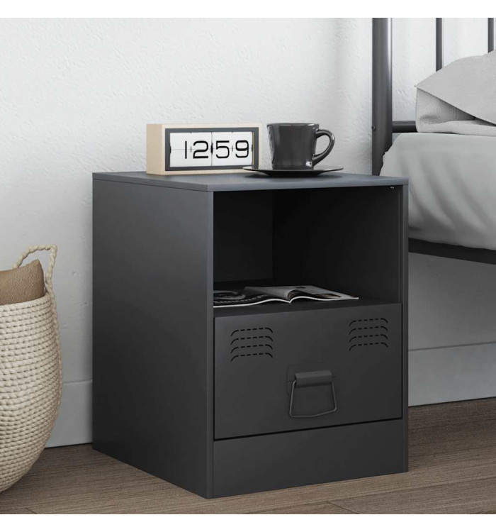 Table de chevet anthracite 34,5x39x44 cm acier | Mobilier & Déco