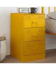 Table de chevet jaune moutarde 34,5x39x62 cm acier | Mobilier & Déco