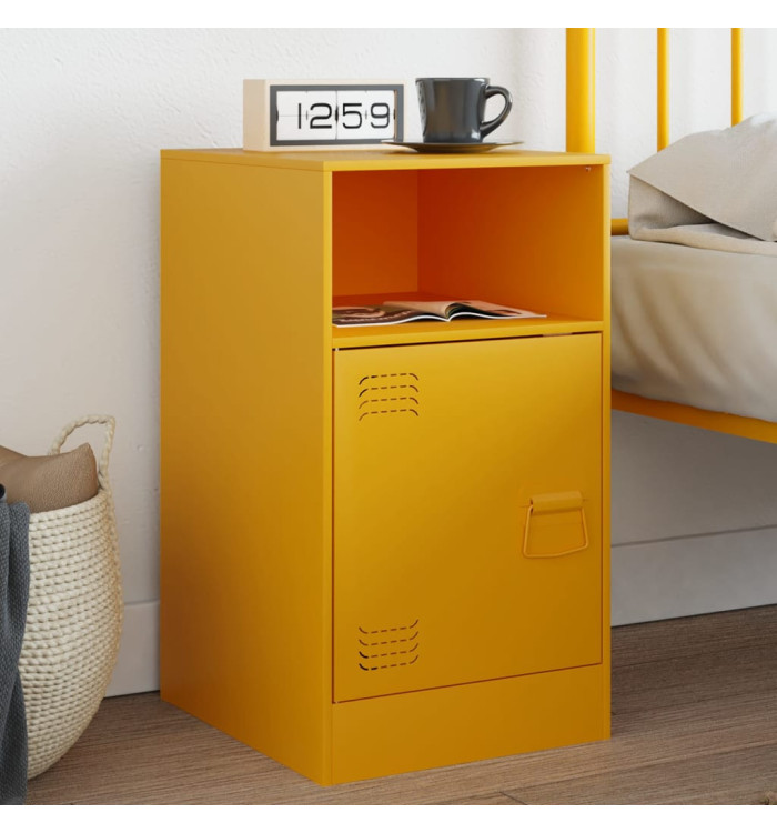 Table de chevet jaune moutarde 34,5x39x62 cm acier | Mobilier & Déco
