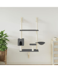 Arbre à chat mural avec griffoir gris foncé 153 cm | Mobilier & Déco