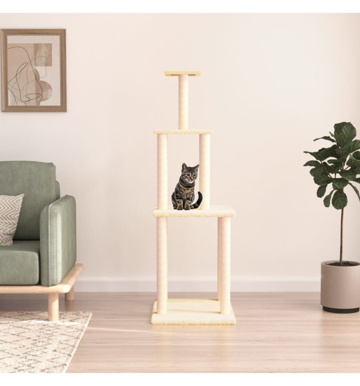 Arbre à chat avec griffoirs en sisal crème 149 cm | Mobilier & Déco