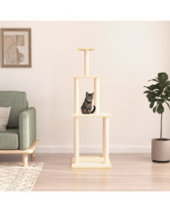 Arbre à chat avec griffoirs en sisal crème 149 cm | Mobilier & Déco