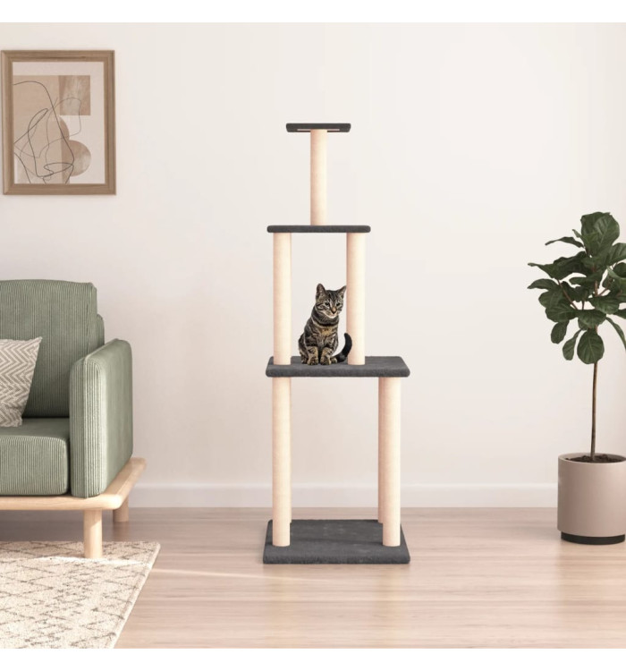 Arbre à chat avec griffoirs en sisal gris foncé 149 cm | Mobilier & Déco