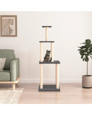 Arbre à chat avec griffoirs en sisal gris foncé 149 cm | Mobilier & Déco