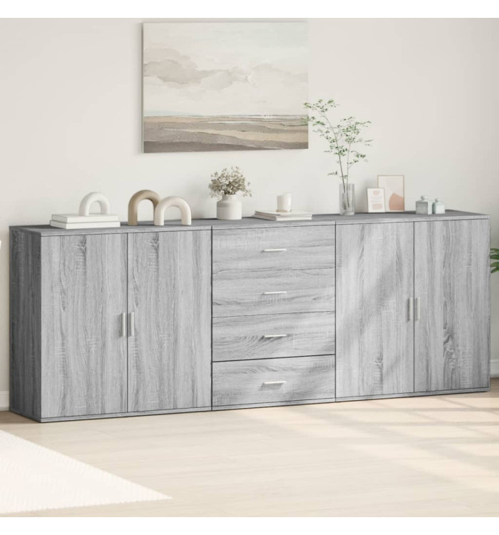 Buffets 3 pcs Sonoma gris Bois d'ingénierie | Mobilier & Déco