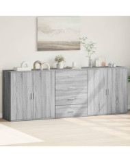 Buffets 3 pcs Sonoma gris Bois d'ingénierie | Mobilier & Déco