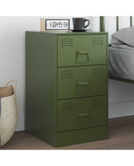 Table de chevet vert olive 34,5x39x62 cm acier | Mobilier & Déco