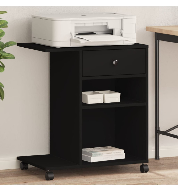 Support d'imprimante avec roulettes noir 60x40x68,5 cm | Mobilier & Déco