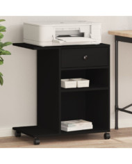 Support d'imprimante avec roulettes noir 60x40x68,5 cm | Mobilier & Déco