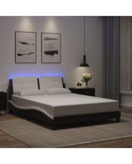 Cadre de lit avec LED sans matelas noir et blanc 120x200 cm | Mobilier & Déco