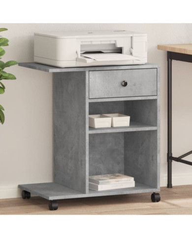 Support d'imprimante avec roulettes gris béton 60x40x68,5 cm | Mobilier & Déco