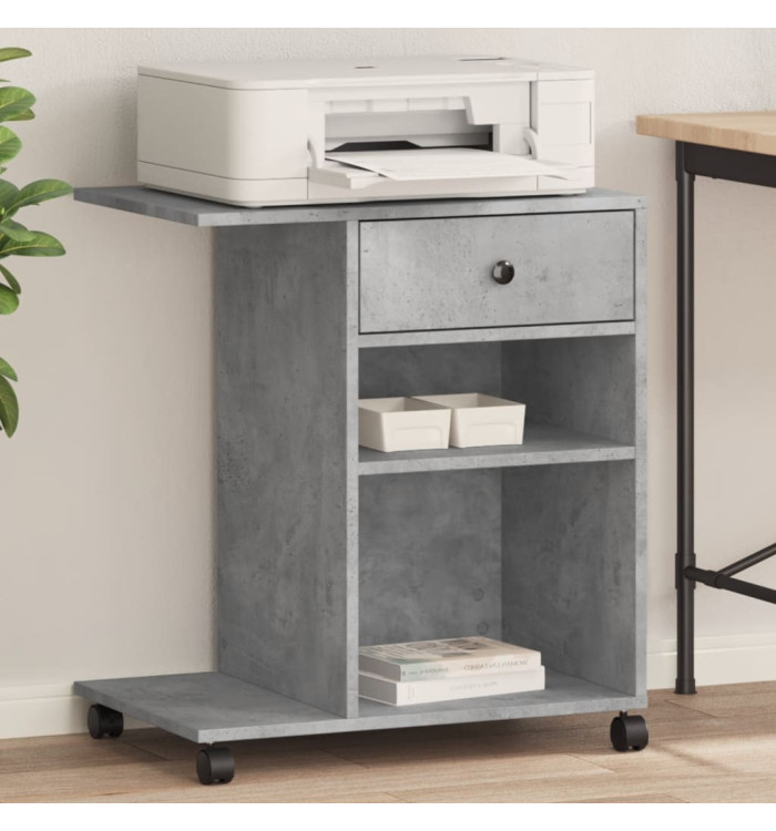 Support d'imprimante avec roulettes gris béton 60x40x68,5 cm | Mobilier & Déco
