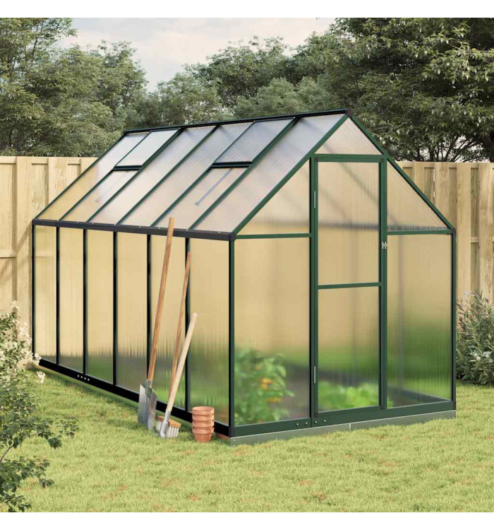 Serre avec cadre de base vert 334x169x202 cm aluminium | Mobilier & Déco