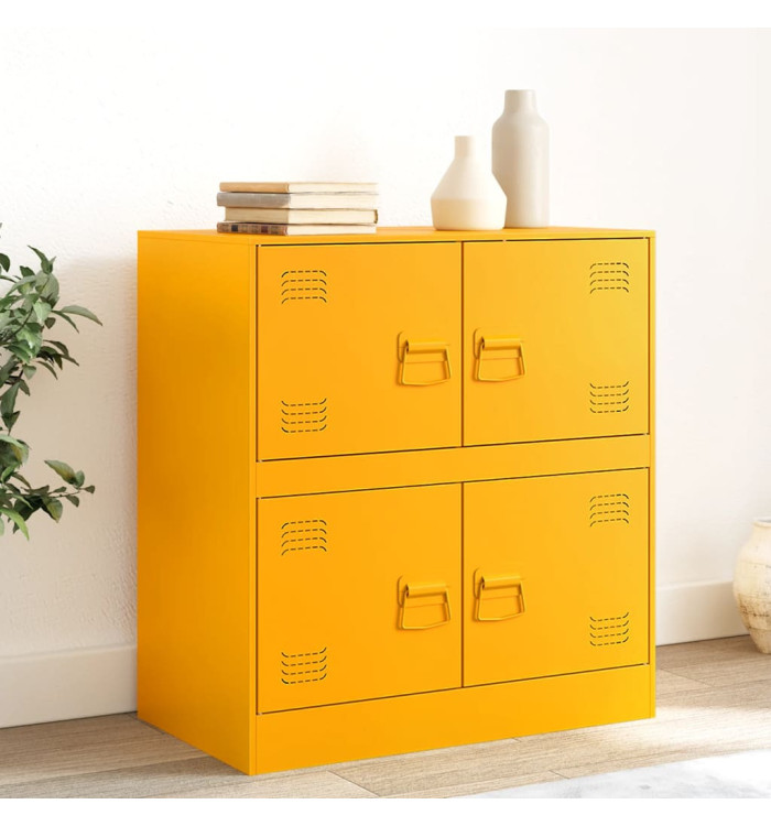 Buffet jaune moutarde 67x39x73 cm acier | Mobilier & Déco