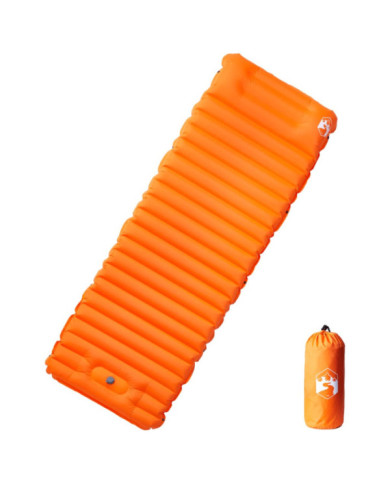 Matelas de camping autogonflant avec oreiller 1 personne orange | Mobilier & Déco