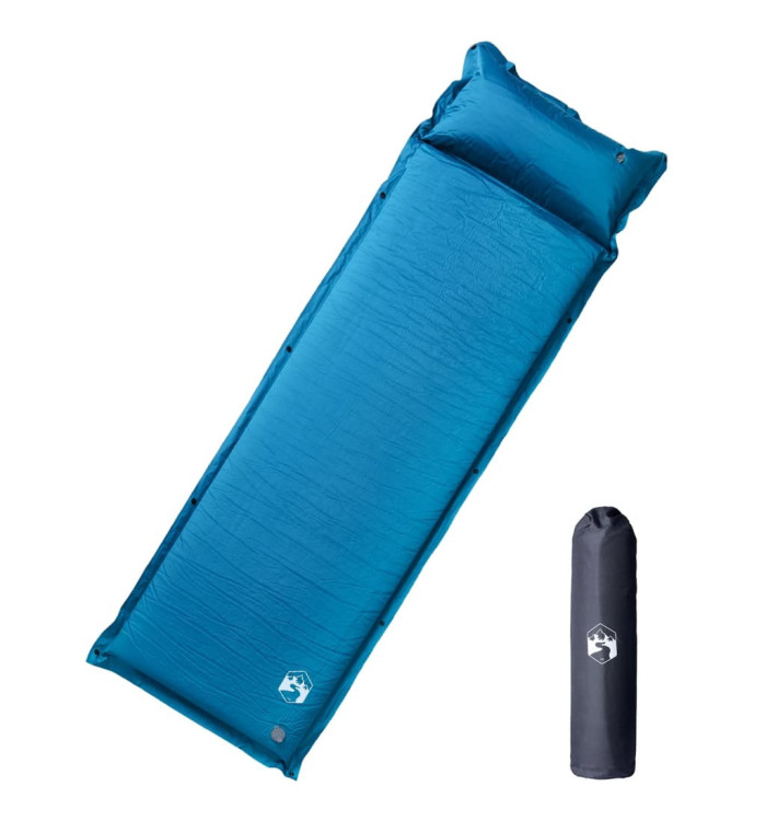 Matelas de camping autogonflant oreiller 1 personne turquoise | Mobilier & Déco