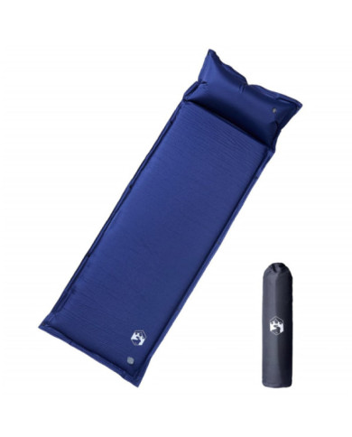 Matelas de camping autogonflant oreiller 1 personne bleu marine | Mobilier & Déco