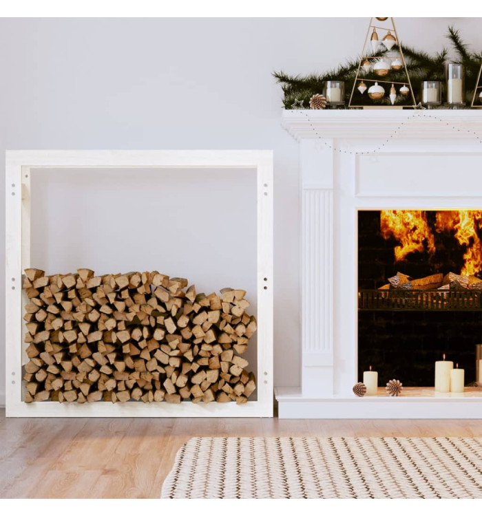 Support pour bois de chauffage Blanc 100x25x100 cm Bois de pin | Mobilier & Déco