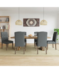 Chaises à manger lot de 6 gris tissu à l'aspect de lin | Mobilier & Déco