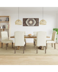 Chaises à manger lot de 6 beige tissu à l'aspect de lin | Mobilier & Déco
