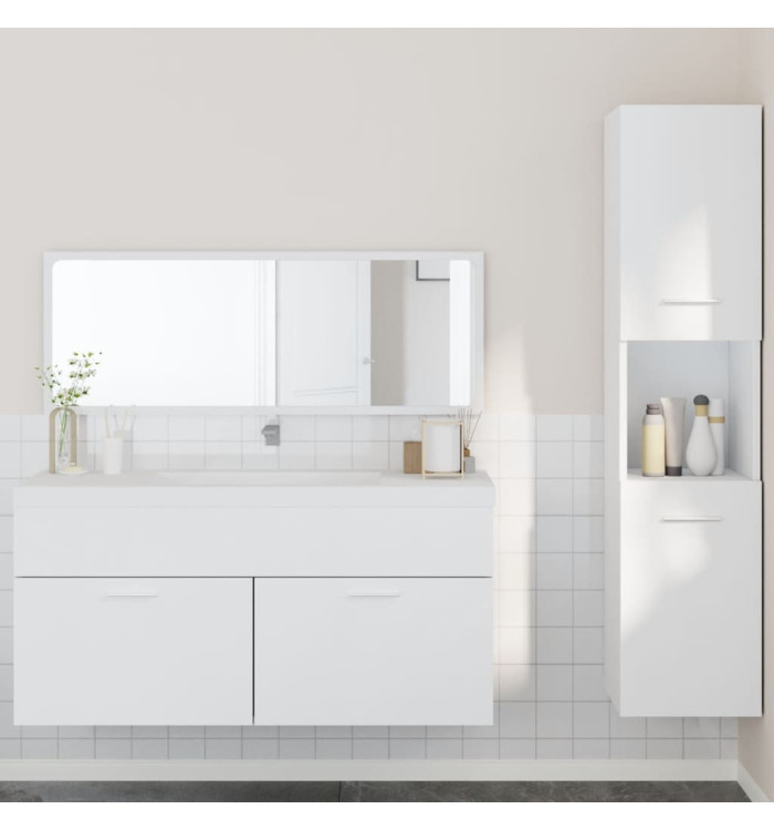 Ensemble de meubles salle de bain 3 pcs blanc bois d'ingénierie | Mobilier & Déco