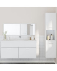 Ensemble de meubles salle de bain 3 pcs blanc bois d'ingénierie | Mobilier & Déco