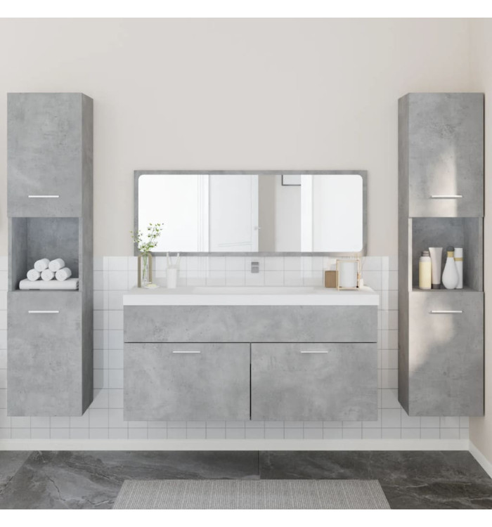 Ensemble de meubles de salle de bain 4 pcs gris béton | Mobilier & Déco