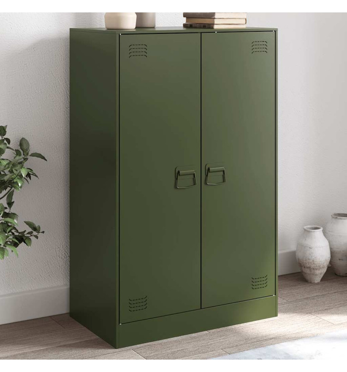 Buffet vert olive 67x39x107 cm acier | Mobilier & Déco