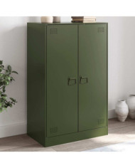 Buffet vert olive 67x39x107 cm acier | Mobilier & Déco