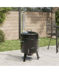 Canon à goulasch avec cheminée et couvercle noir acier émaillé | Mobilier & Déco