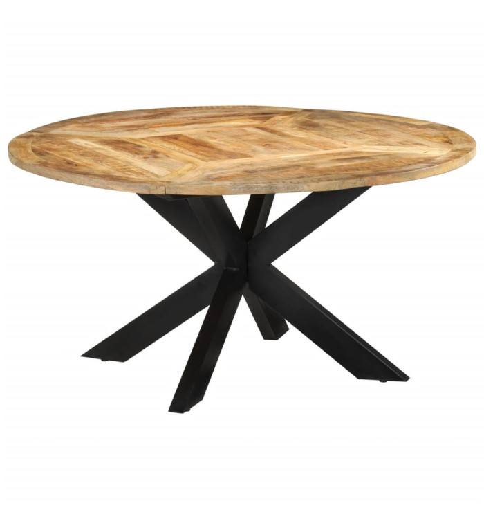 Table à dîner Ø150x76 cm bois de manguier massif brut | Mobilier & Déco