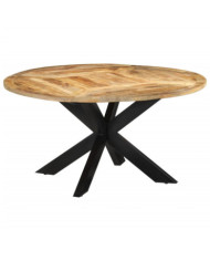 Table à dîner Ø150x76 cm bois de manguier massif brut | Mobilier & Déco