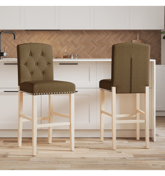 Chaises de bar lot de 2 bois massif d'hévéa et tissu | Mobilier & Déco