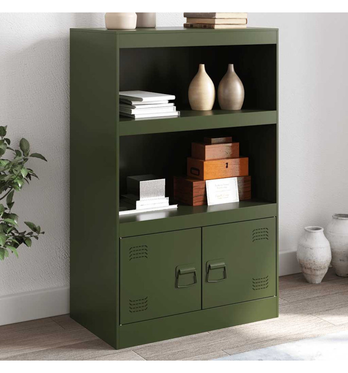 Buffet vert olive 67x39x107 cm acier | Mobilier & Déco