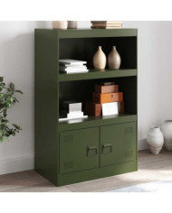 Buffet vert olive 67x39x107 cm acier | Mobilier & Déco