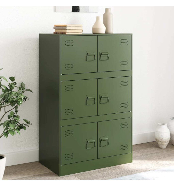 Buffet vert olive 67x39x107 cm acier | Mobilier & Déco