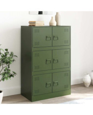 Buffet vert olive 67x39x107 cm acier | Mobilier & Déco