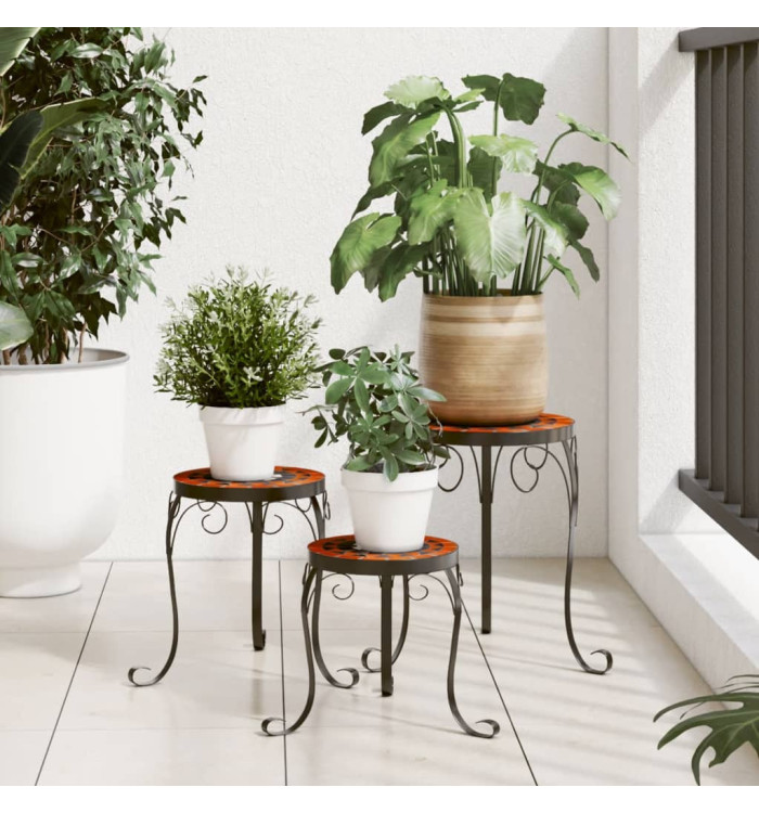 Supports pour plantes 3 pcs terre cuite et blanc céramique | Mobilier & Déco