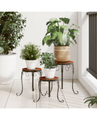 Supports pour plantes 3 pcs terre cuite et blanc céramique | Mobilier & Déco