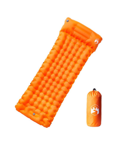 Matelas de camping autogonflant avec oreiller 1 personne orange | Mobilier & Déco
