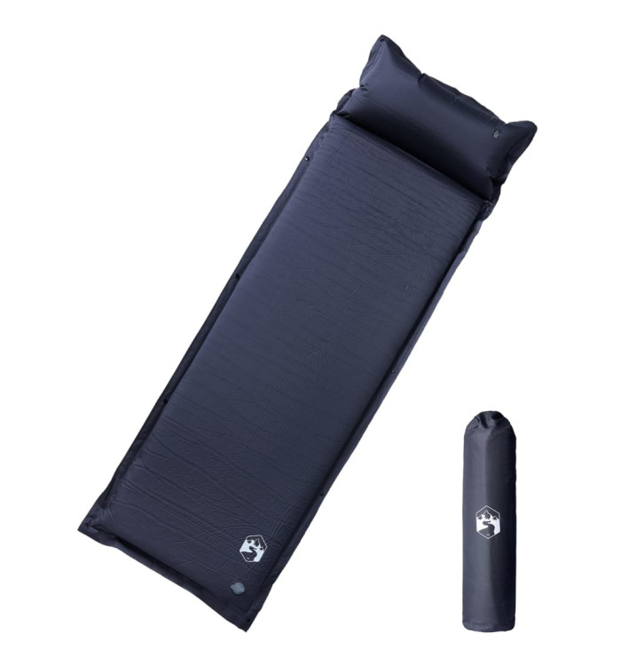 Matelas de camping autogonflant avec oreiller 1 personne gris | Mobilier & Déco