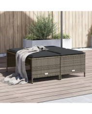 Tabourets de jardin avec coussins lot de 4 gris résine tressée | Mobilier & Déco