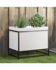Jardinière blanc 60x40x50 cm bois de pin massif | Mobilier & Déco