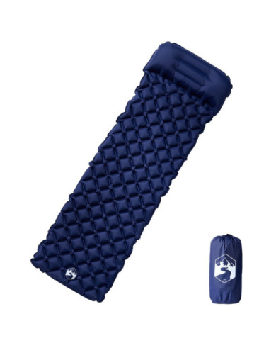 Matelas de camping gonflable et oreiller 1 personne bleu marine | Mobilier & Déco