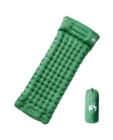 Matelas de camping autogonflant avec oreiller 1 personne vert | Mobilier & Déco