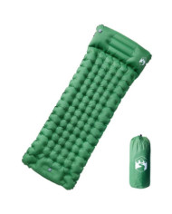 Matelas de camping autogonflant avec oreiller 1 personne vert | Mobilier & Déco