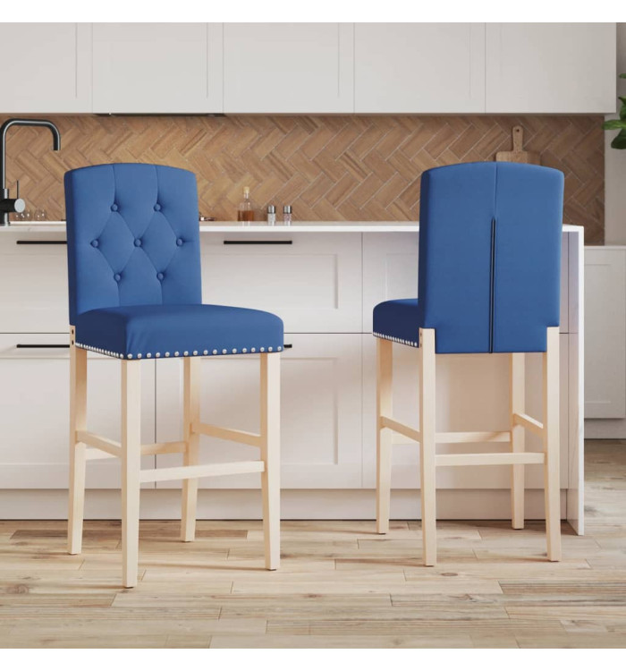 Chaises de bar lot de 2 bois massif d'hévéa et tissu | Mobilier & Déco