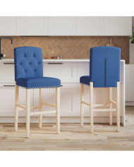 Chaises de bar lot de 2 bois massif d'hévéa et tissu | Mobilier & Déco