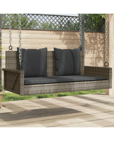 Balancelle avec coussins gris 119x56x48 cm résine tressée | Mobilier & Déco
